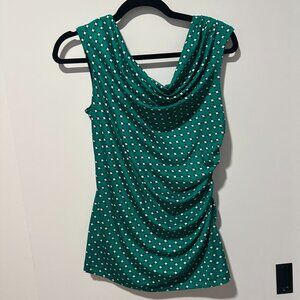 Lily Green Geometric Print Draped Cowl Neck Top – Size L